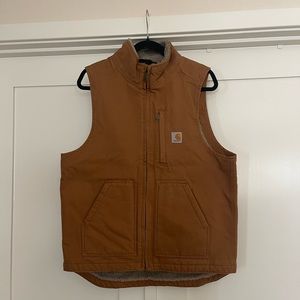 CARHARTT Loose Fit Washed Duck Sherpa-Lined Mock-Neck Vest